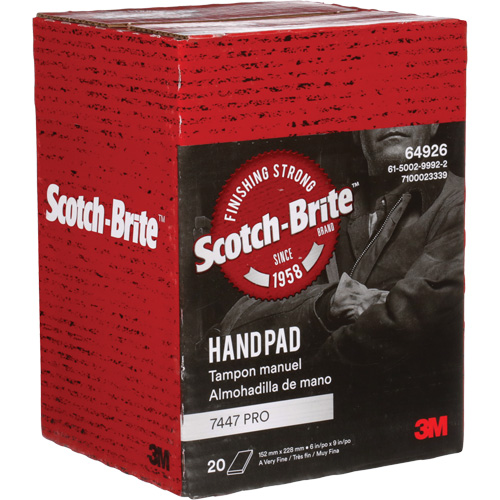 Scotch-Brite 7447 Hand Pads, Aluminum Oxide, 9" x 6", Very Fine Grit The Estey Group