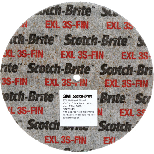 Meule unitaris&eacute;e EXL Scotch-Brite, 5" x 1/4", Arbre de 1/4", Grain de Fin, Carbure de silicium The Estey Group