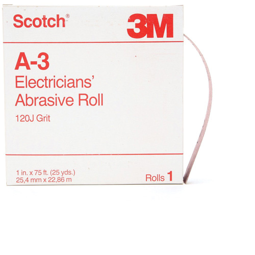 Rouleau abrasif pour &eacute;lectricien A-3 Scotch, Oxyde d'aluminium, 1" la x 75' lo, Grain 120 The Estey Group