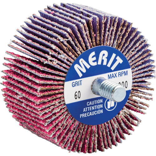 Threaded Mini Flap Wheel, Ceramic Alumina, 60 Grit, 2" x 1" x 1/4"-20 The Estey Group