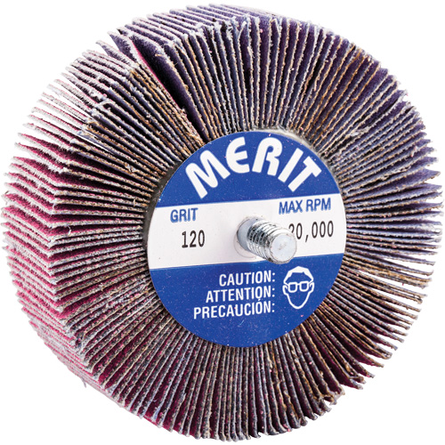 Threaded Mini Flap Wheel, Ceramic Alumina, 120 Grit, 3" x 1" x 1/4"-20 The Estey Group