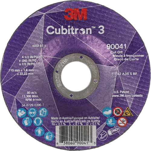 Meule &agrave; tronçonner Cubitron 3, 4-1/2" x 0,045", Arbre de 7/8", Type T27, C&eacute;ramique, 13 300 Tr/min The Estey Group