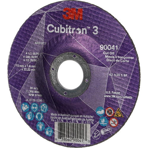 Meule &agrave; tronçonner Cubitron 3, 4-1/2" x 0,045", Arbre de 7/8", Type T27, C&eacute;ramique, 13 300 Tr/min The Estey Group