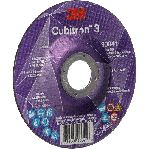 Meule &agrave; tronçonner Cubitron 3, 4-1/2" x 0,045", Arbre de 7/8", Type T27, C&eacute;ramique, 13 300 Tr/min The Estey Group