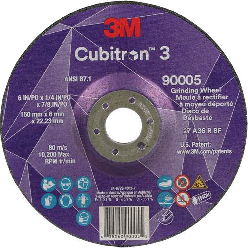 Meule a moyeu d&eacute;port&eacute; Cubitron 3, 6" x 1/4", Arbre 7/8", C&eacute;ramique, Type T27 The Estey Group