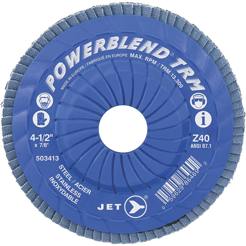 Powerblend TRM Trimmable Flap Disc, 4-1/2" x 7/8", Type 29, Z40 Grit, Zirconium The Estey Group