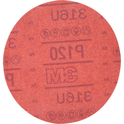 Hookit Red Abrasive Disc 316U, 01224, 6" Dia., P120 Grit, Aluminum Oxide, A The Estey Group