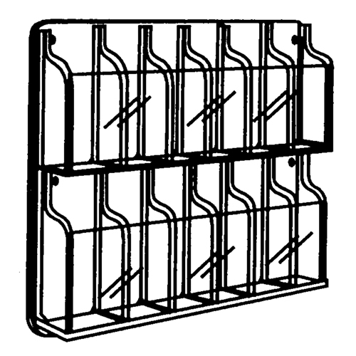 Literature Displays, Wall Mount, 9 Slots, Plastic, 30" W x 2" D x 36-7/8" H The Estey Group