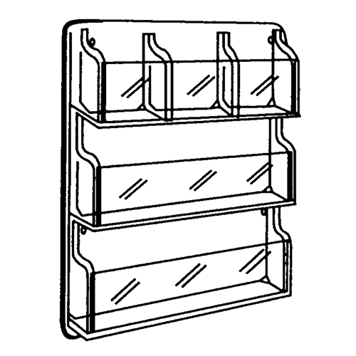 Literature Displays, Wall Mount, 9 Slots, Plastic, 30" W x 2" D x 36-7/8" H The Estey Group