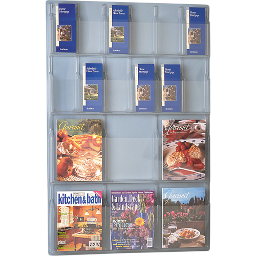 Literature Displays, Wall Mount, 6 Slots, Plastic, 30" W x 45" D x 45" H The Estey Group