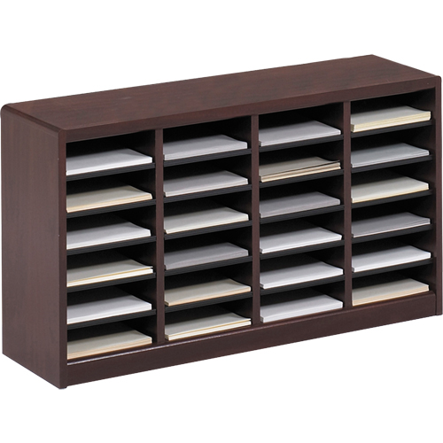 E-Z Stor&reg; Literature Organizer, Stationary, 24 Slots, Wood, 40" W x 11-3/4" D x 23" H The Estey Group