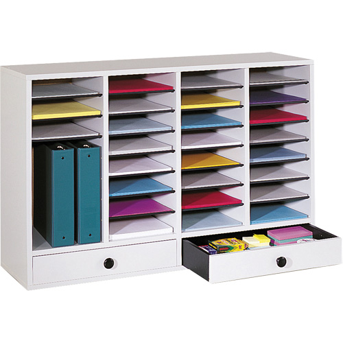 Casier &agrave; compartiments r&eacute;glable pour documentation, Stationnaire, 34 fentes, Bois, 39-1/4" la x 11-3/4" p x 25-1/4" h The Estey Group