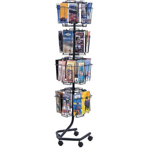 Literature Display Racks - Rotary Floor Displays, Rotating, 32 Slots, Wire Mesh, 15" W x 15" D x 60" H The Estey Group