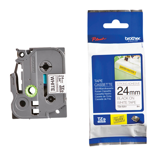 Laminated Industrial Tape, 24 mm x 13', Black on White The Estey Group