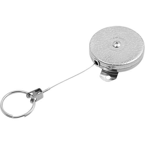Self Retracting Key Chains, Chrome, 48" Cable, Mounting Bracket Attachment The Estey Group