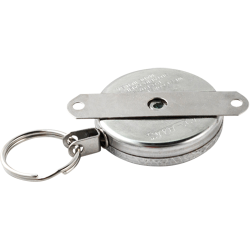 Self Retracting Key Chains, Chrome, 48" Cable, Mounting Bracket Attachment The Estey Group