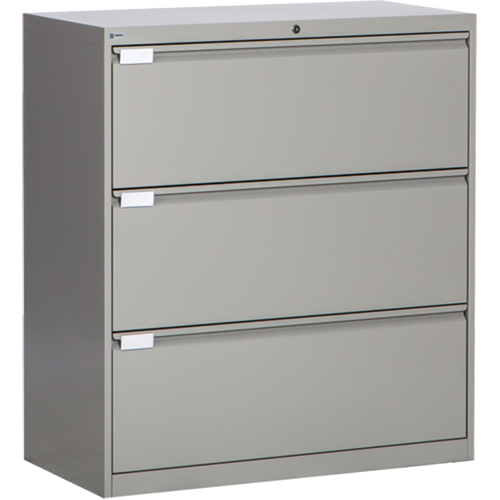 Lateral Filing Cabinet, Steel, 3 Drawers, 36" W x 18" D x 40-1/16" H, Grey The Estey Group