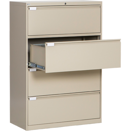 Lateral Filing Cabinet, Steel, 4 Drawers, 36" W x 18" D x 53-3/8" H, Beige The Estey Group