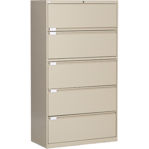 Lateral Filing Cabinet, Steel, 5 Drawers, 36" W x 18" D x 65-1/2" H, Beige The Estey Group
