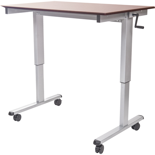 Adjustable Stand-Up Workstations, Stand-Alone Desk, 48-1/2" H x 59" W x 29-1/2" D, Walnut The Estey Group