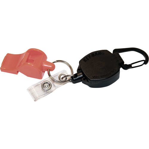 Self Retracting ID Badge and Key Reel with Whistle, Zinc Alloy Metal, 24" Cable, Carabiner Attachment The Estey Group
