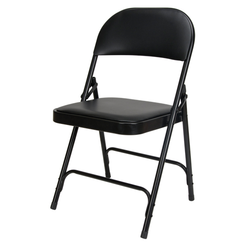 Chaise pliante rembourr&eacute;e en vinyle, Acier, Noir, Capacit&eacute; 300 lb The Estey Group