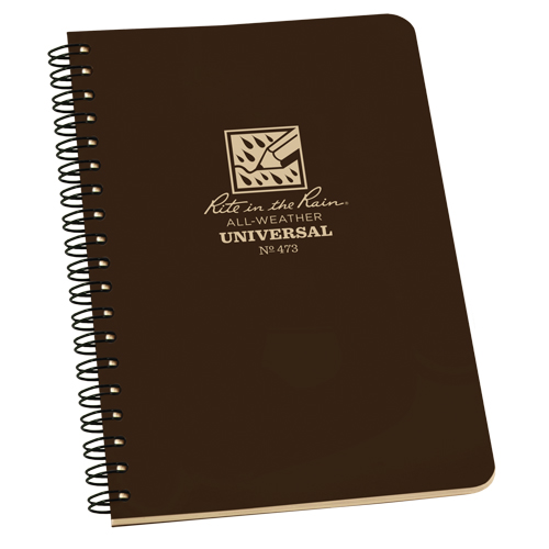 Carnet de notes de poche &agrave; spirale lat&eacute;rale, Couverture souple, Brun, 64 Pages, 4-5/8" , 7"  The Estey Group
