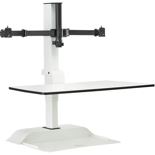 Soar Sit/Stand Electric Desk with Dual Monitor Arm, Desktop Unit, 37-1/4" H x 27-3/4" W x 22" D, White The Estey Group