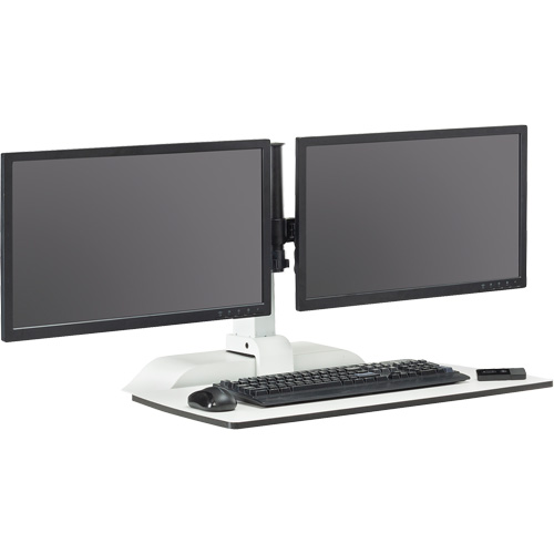 Soar Sit/Stand Electric Desk with Dual Monitor Arm, Desktop Unit, 37-1/4" H x 27-3/4" W x 22" D, White The Estey Group