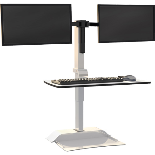 Soar Sit/Stand Electric Desk with Dual Monitor Arm, Desktop Unit, 37-1/4" H x 27-3/4" W x 22" D, White The Estey Group