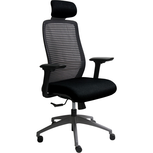 Chaise de bureau ajustable s&eacute;rie Era avec appui-t&ecirc;te, Tissu/Mailles, Noir, Capacit&eacute; 275 lb The Estey Group