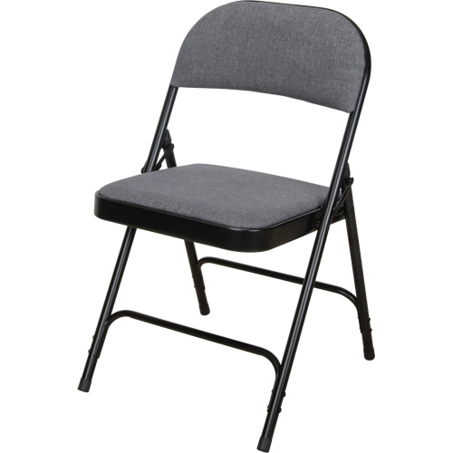 Chaise pliante de luxe en tissu rembourr&eacute;e, Acier, Gris, Capacit&eacute; 300 lb The Estey Group