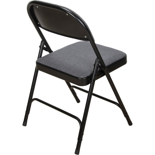Chaise pliante de luxe en tissu rembourr&eacute;e, Acier, Gris, Capacit&eacute; 300 lb The Estey Group