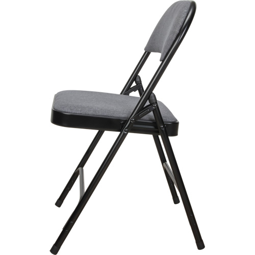Chaise pliante de luxe en tissu rembourr&eacute;e, Acier, Gris, Capacit&eacute; 300 lb The Estey Group