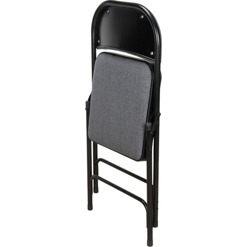 Chaise pliante de luxe en tissu rembourr&eacute;e, Acier, Gris, Capacit&eacute; 300 lb The Estey Group