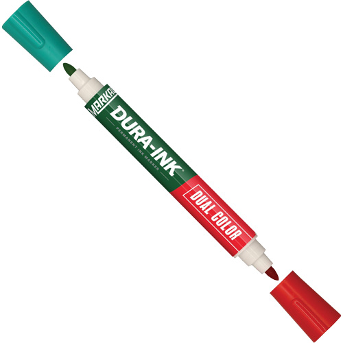 Markal&reg; Dura-Ink&reg; Dual Colour Permanent Ink Marker, Green/Red, Bullet Tip The Estey Group
