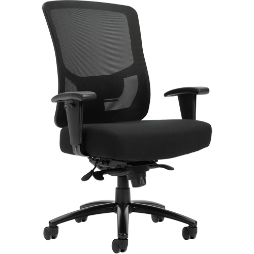 Chaise &agrave; dossier haut avec m&eacute;canisme &agrave; basculement synchronis&eacute; robuste Raven 400, Mailles, Noir, Capacit&eacute; 400 lb The Estey Group