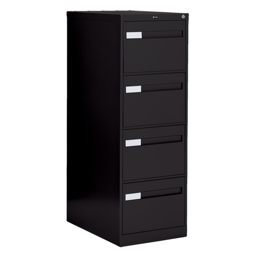 Vertical Filing Cabinet with Recessed Drawer Handles, 4 Drawers, 18.15" W x 26.56" D x 52" H, Black The Estey Group