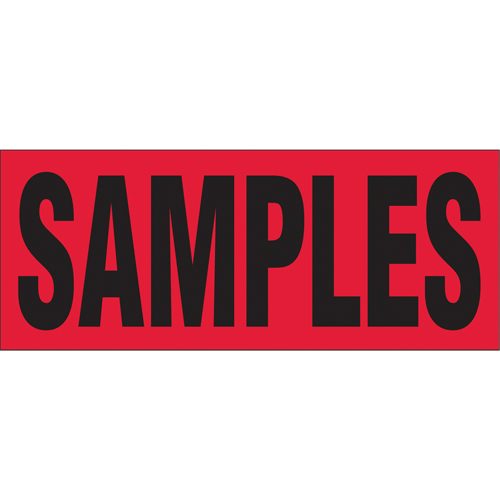 "Samples" Special Handling Labels, 5" L x 2" W, Black on Red The Estey Group