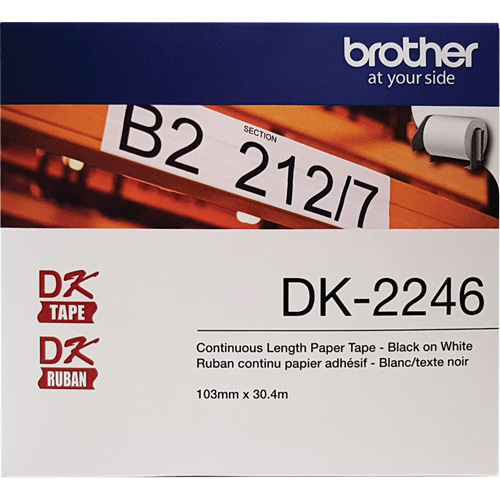 Continuous Paper Tape Labels, 103 mm x 100'/30.4 m, Black on White The Estey Group