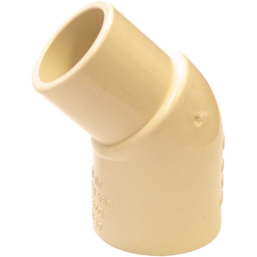 Flowguard Gold 45° Street Elbow Fitting, Spigot x Hub, CPVC, 1/2" The Estey Group
