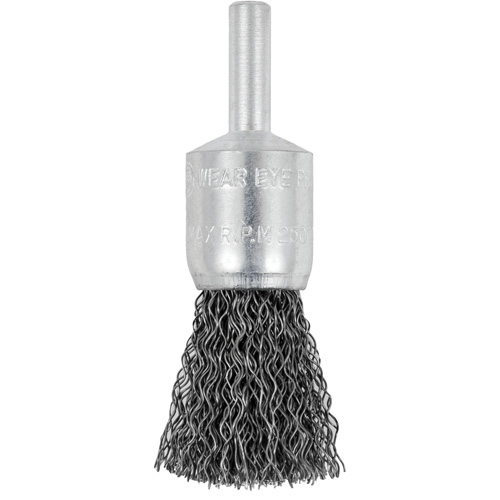 Brosse &agrave; fils cr&ecirc;p&eacute;s mont&eacute;e sur mandrin E050-12, 1/2", Fils 0,012", Tige 1/4" The Estey Group