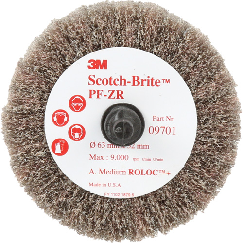 Brosse &agrave; lamelles pour labrasion et le polissage PF-ZR Roloc Scotch-Brite, Oxyde d'aluminium, Grain Moyen, 2-1/2" x 1-1/4" The Estey Group