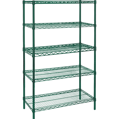 Heavy-Duty Green Epoxy Finish Wire Shelving, 5 Tiers, 36" W x 86" H x 18" D The Estey Group