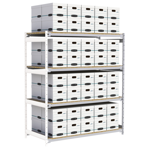 Wide Span Record Storage Shelving, Steel, 4 Shelves, 72" W x 32" D x 84" H, Add-On Kit The Estey Group
