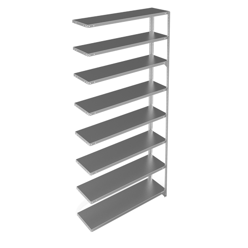 Shelving Unit, Galvanized Steel, Slotted Angle, 300 lbs. Capacity, 48" W x 96" H x 12" D The Estey Group