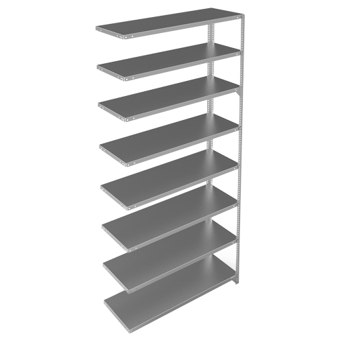 Shelving Unit, Galvanized Steel, Slotted Angle, 300 lbs. Capacity, 48" W x 96" H x 15" D The Estey Group