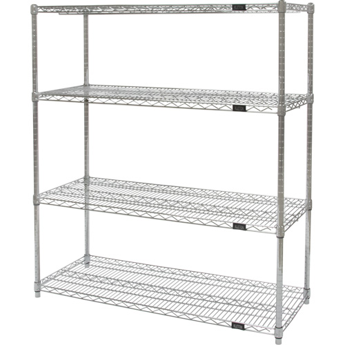 Heavy-Duty Chromate Wire Shelving, 4 Tiers, 30" W x 54" H x 14" D The Estey Group