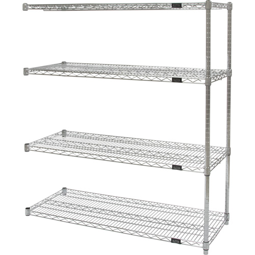 Heavy-Duty Chromate Wire Shelving, Add-On Kit, 4 Tiers, 30" W x 54" H x 18" D The Estey Group