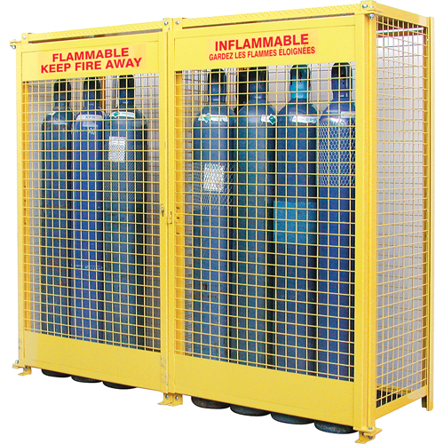 Gas Cylinder Cabinets, 20 Cylinder Capacity, 88" W x 30" D x 74" H, Yellow The Estey Group